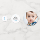 Onederful Birthday Blue Custom Foto Konfetti (Rückseiten)