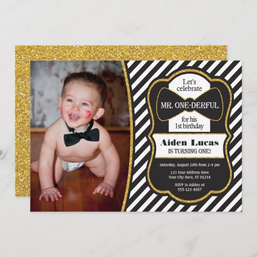 ONEderful Birthday Einladung mit Foto (Vorne/Hinten)