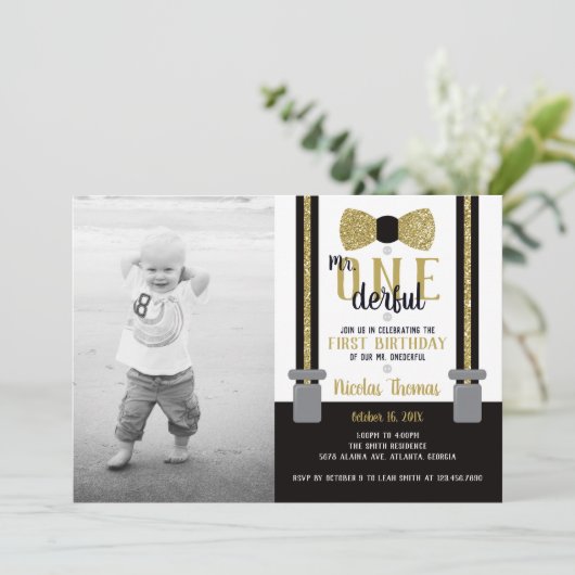 ONEderful Birthday Party Einladung (Stehend Vorderseite)