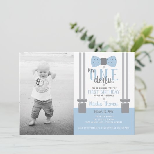 ONEderful Birthday Party Einladung (Stehend Vorderseite)