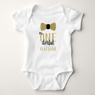 ONEderful Birthday Shirt in Black and Imitats Gold