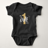 Onederful Birthday Shirt Romper Boy Black Gold (Vorderseite)