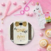 Onederful black and gold bow Krawatte Pappteller (Party)