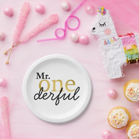 Onederful Black and Gold Party Tellers Pappteller (Party)