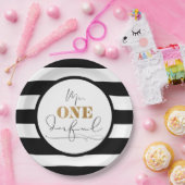 Onederful Black and White Striping Paper Tellers Pappteller (Party)