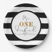 Onederful Black and White Striping Paper Tellers Pappteller (Vorderseite)