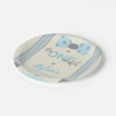 Onederful blue and gray bow Krawatte Pappteller (Schrägansicht)