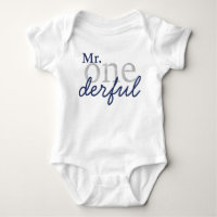 Onederful Blue and Imitats Silver Baby Shirt