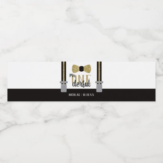 ONEderful Bottle Wrapper with Bow Krawatte Wasserflaschenetikett (Einzelnes Label)