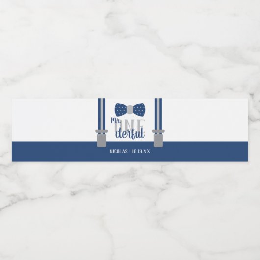 ONEderful Bottle Wrapper with Bow Krawatte Wasserflaschenetikett (Einzelnes Label)