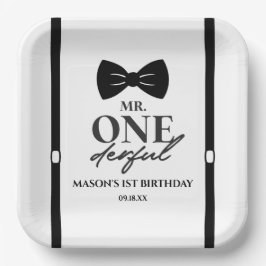 ONEderful Bowtie Erster 1. Geburtstag Party Pappteller
