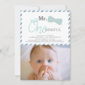 ONEderful Boy Blue Foto 1. Geburtstag Einladung (Vorderseite)