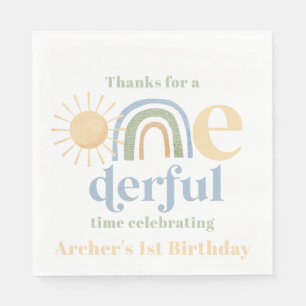 Onederful Boys 1st Birthday Party Napkins Serviette