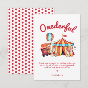 Onederful Circus 1. Geburtstags-Dankeschön Karte