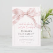Onederful Coquette Bow Girl 1st Birthday Party Einladung (Stehend Vorderseite)