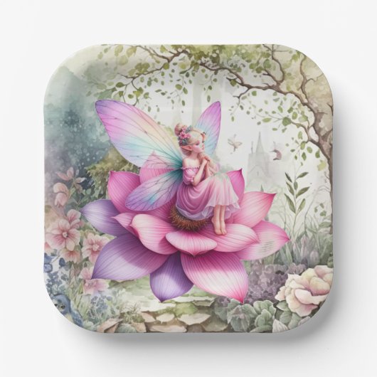 Onederful Fairy Enchanted Forest Birthday Sticker Pappteller (Vorderseite)
