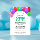 ONEderful First Birthday Balloon Banner Green Einladung