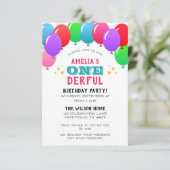 ONEderful First Birthday Balloon Banner Pink Einladung (Stehend Vorderseite)