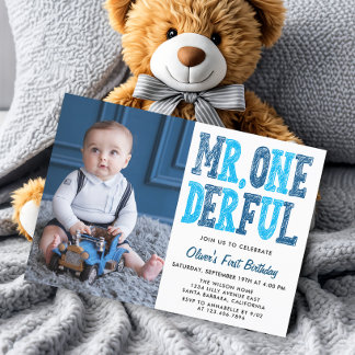 Onederful First Birthday Foto Einladung