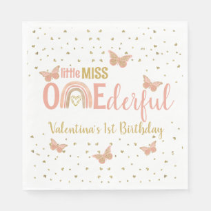 ONEderful First Birthday Imitats Glitzer Butterfli Serviette