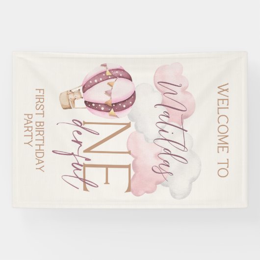 ONEderful First Birthday Party Welcome Sign Banner (Horizontal)