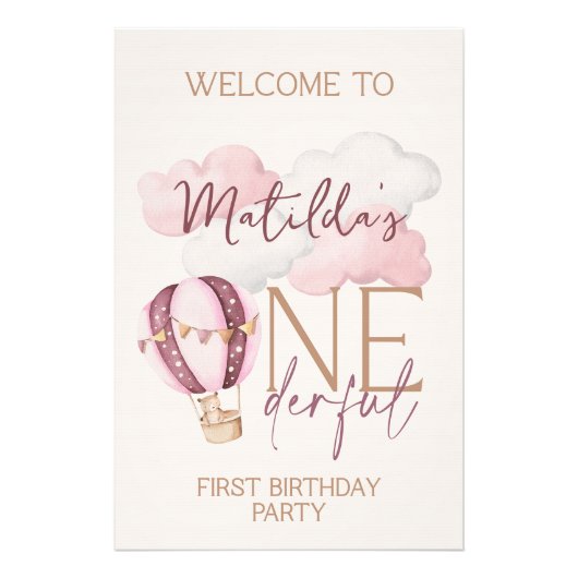 ONEderful First Birthday Party Welcome Sign Fotodruck (Vorne)