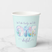 ONEderful Girls 1. Geburtstag Hübsch Blue Pappbecher (Rückseite)