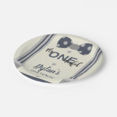 Onederful Marine and gray bow Krawatte Pappteller (Schrägansicht)