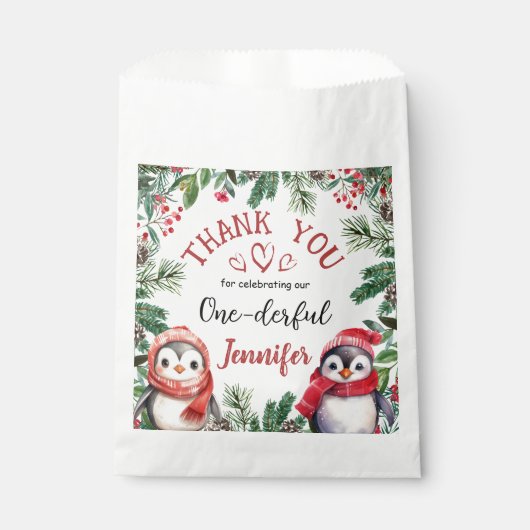 ONEderful | Pinguin Christmas 1. Geburtstag Geschenktütchen (Vorderseite)
