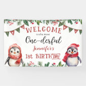 ONEderful | Pinguin Christmas 1. Geburtstag Party Banner (Horizontal)