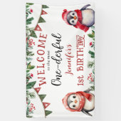 ONEderful | Pinguin Christmas 1. Geburtstag Party Banner (Vertikal)