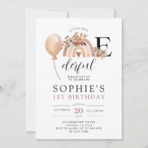 ONEderful Rainbow Girl's Birthday Invitation