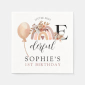 ONEderful Rainbow Girl's Birthday Invitation Serviette (Vorderseite)
