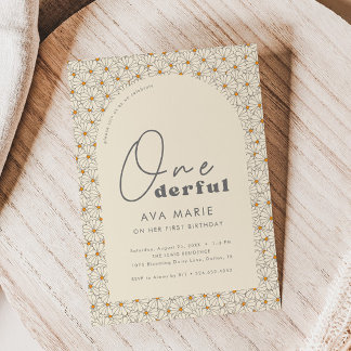 Onederful Retro Daisy Girls 1. Geburtstags-Party Einladung