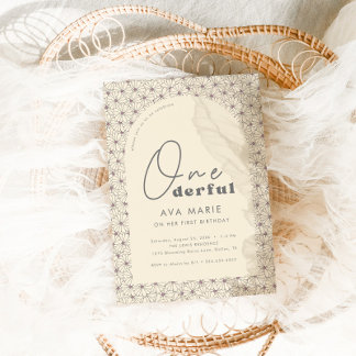 Onederful Retro Daisy Girls 1. Geburtstags-Party Einladung