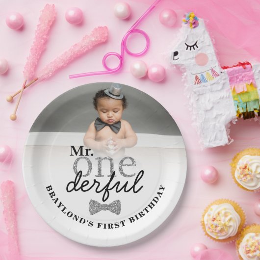 Onederful Silver Birthday Paper Tellers Pappteller (Party)