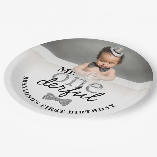 Onederful Silver Birthday Paper Tellers Pappteller (Schrägansicht)