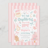 Onederful Time Of The Year Christmas Bow Birthday Einladung (Vorne/Hinten)