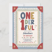 Onederful Whimsical Boy 1. Geburtstagsfeier Einladung (Vorderseite)