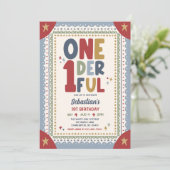 Onederful Whimsical Boy 1. Geburtstagsfeier Einladung (Stehend Vorderseite)