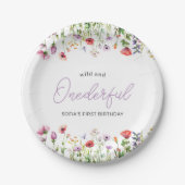 Onederful Wildflower First Birthday Paper Plate Pappteller (Vorderseite)