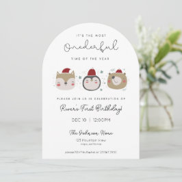 Onederful Winter Animals First Birthday Invitation Einladung