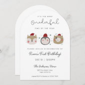 Onederful Winter Animals First Birthday Invitation Einladung (Vorne/Hinten)