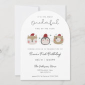 Onederful Winter Animals First Birthday Invitation Einladung (Vorderseite)