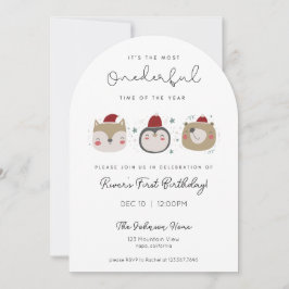 Onederful Winter Animals First Birthday Invitation Einladung