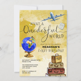 ONEderful World Vintag Suitcases 1. Geburtstag Einladung