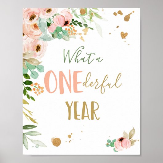 Onederful Year Miss Onederful Girl Birthday Sign Poster (Vorne)