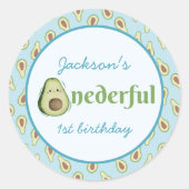 Onederic Avocado 1. Geburtstag Party Foto Runder Aufkleber (Vorderseite)
