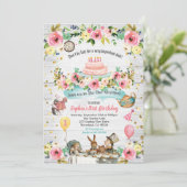 ONEderland Baby Erstgeburtsherz Einladung Gold (Stehend Vorderseite)