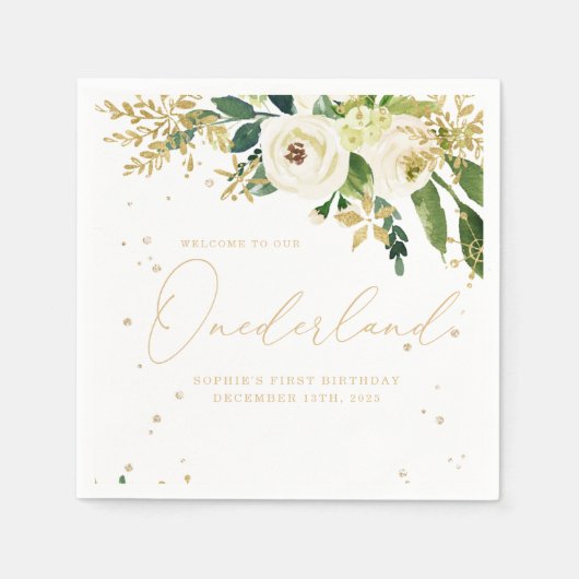 Onederland Eins erster Geburtstag Serviette (Vorderseite)